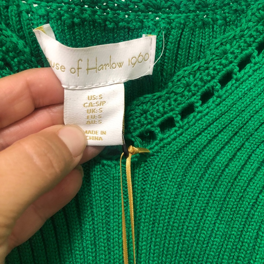 House of Harlow 1960 Emerald Green Knit V-Neck Size Small NWT - Picture 4 of 6
